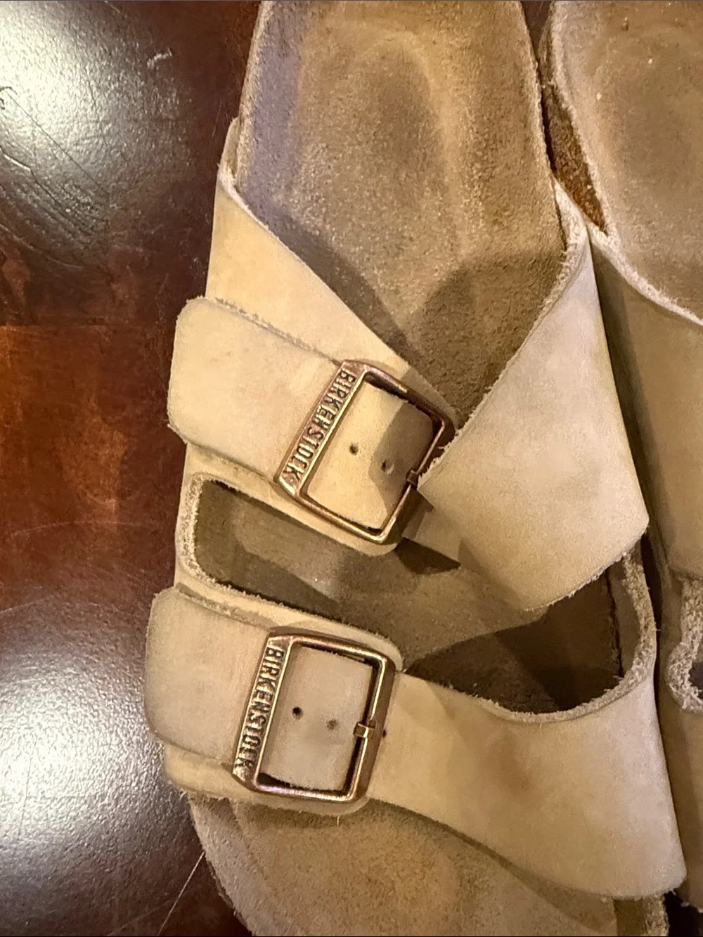 Birkenstock Men's Double Buckle Suede Sandals in Tan